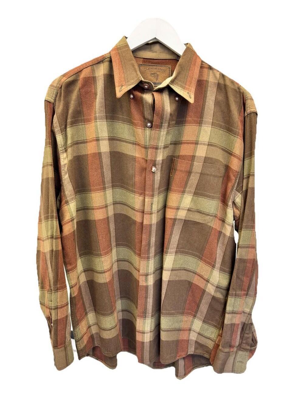 Clearwater Outfitters Men’s Plaid Brown Shirt Long sleeve Sz L